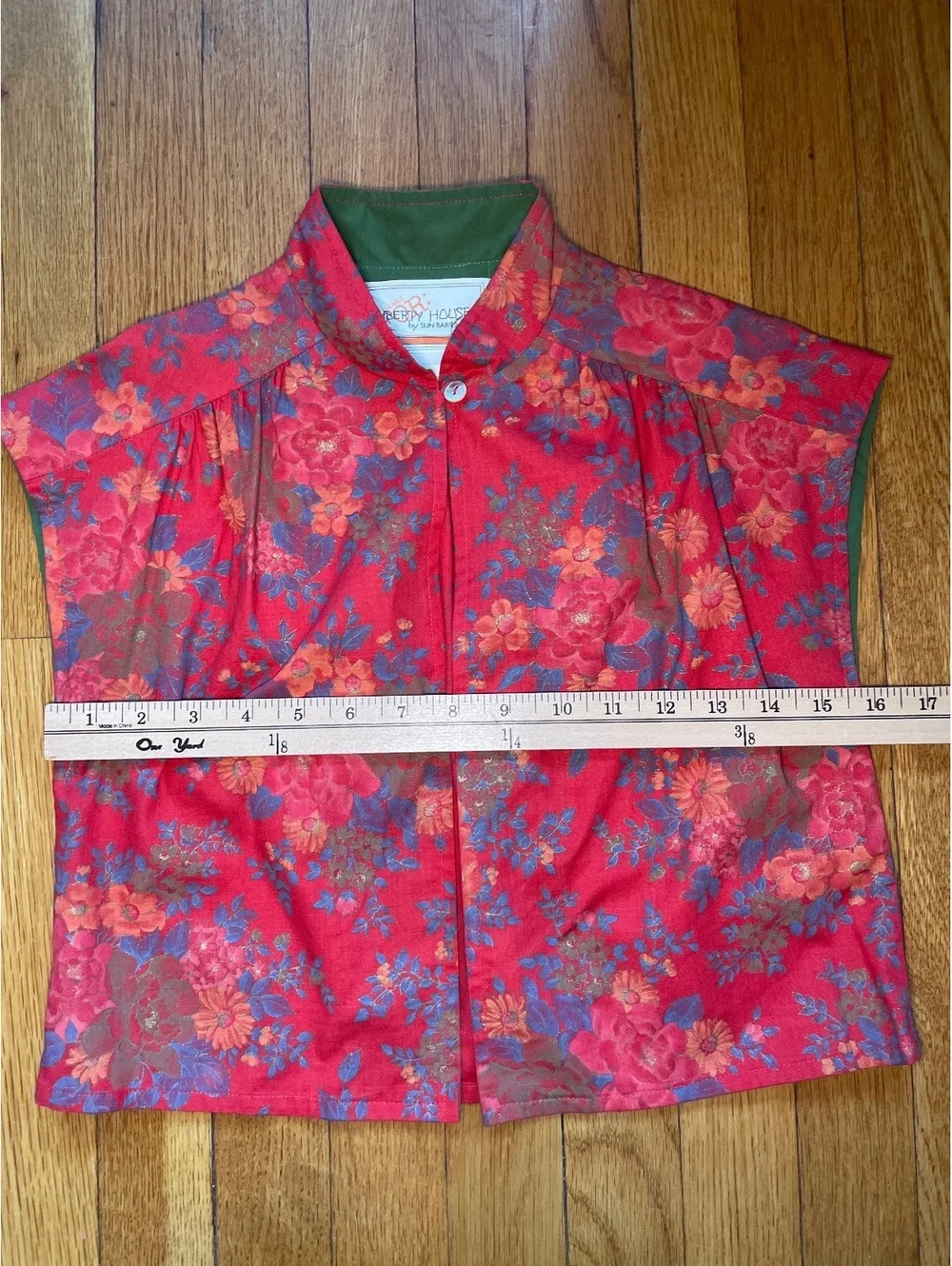 Vintage 70s Liberty House Sun Babies Hawaii Red Floral Midi Dress Set XS Boho